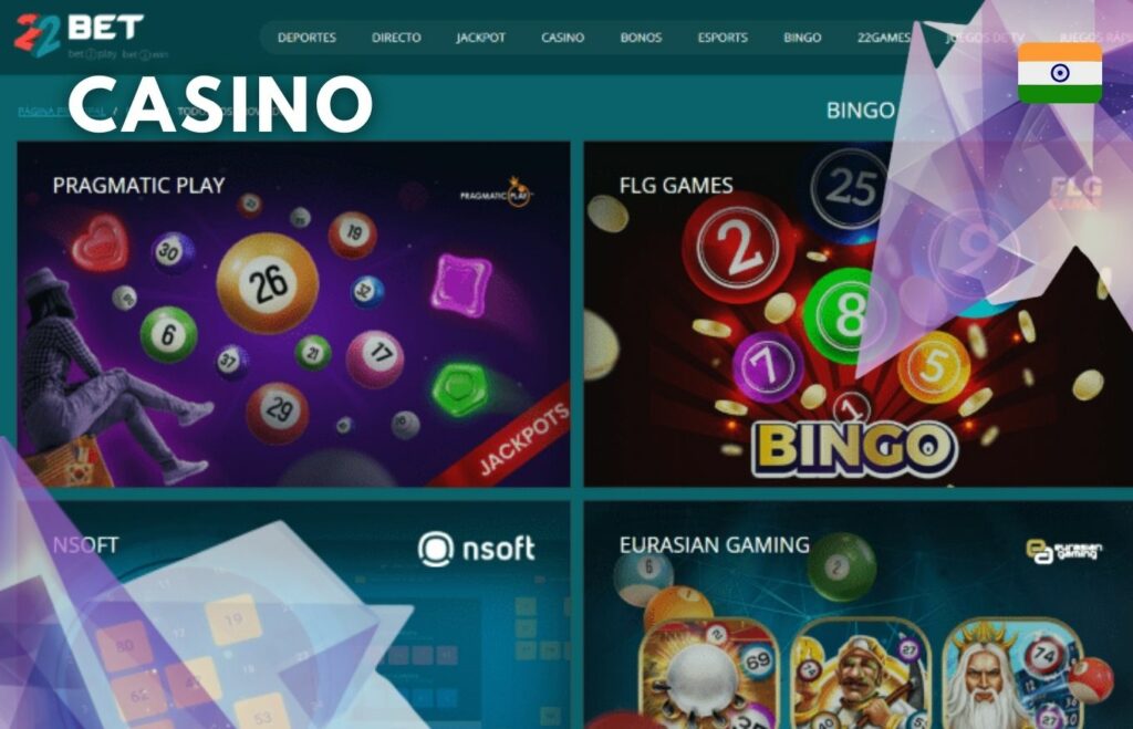 22bet top Casino games overview in India