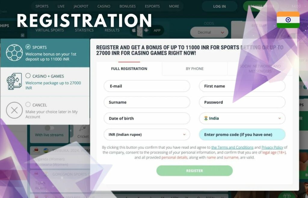 22bet Registration guide for Indian Players